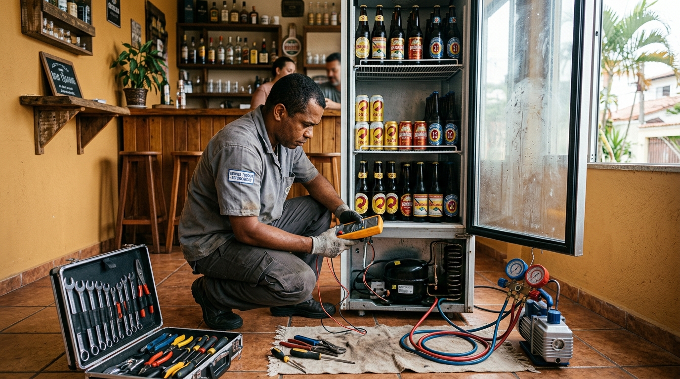 Substituição do termostato de uma cervejeira em Ribeirão Preto‑SP